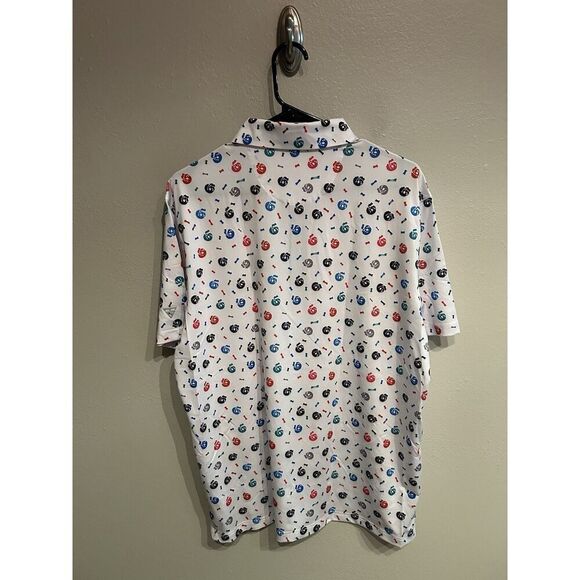 Maelreg Mens Large Performance Polo Skull Bones Multicolor Print Golf - Picture 8 of 8